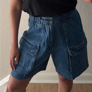 Denim cargo shorts